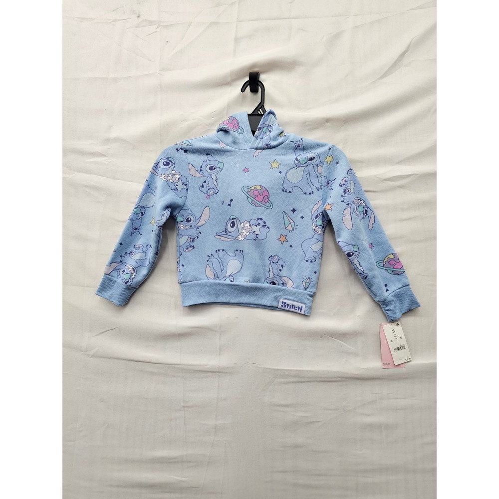 Disney Girls Stitch Pullover Hoodie Blue Polyester Blend Casual Size XS 4/5